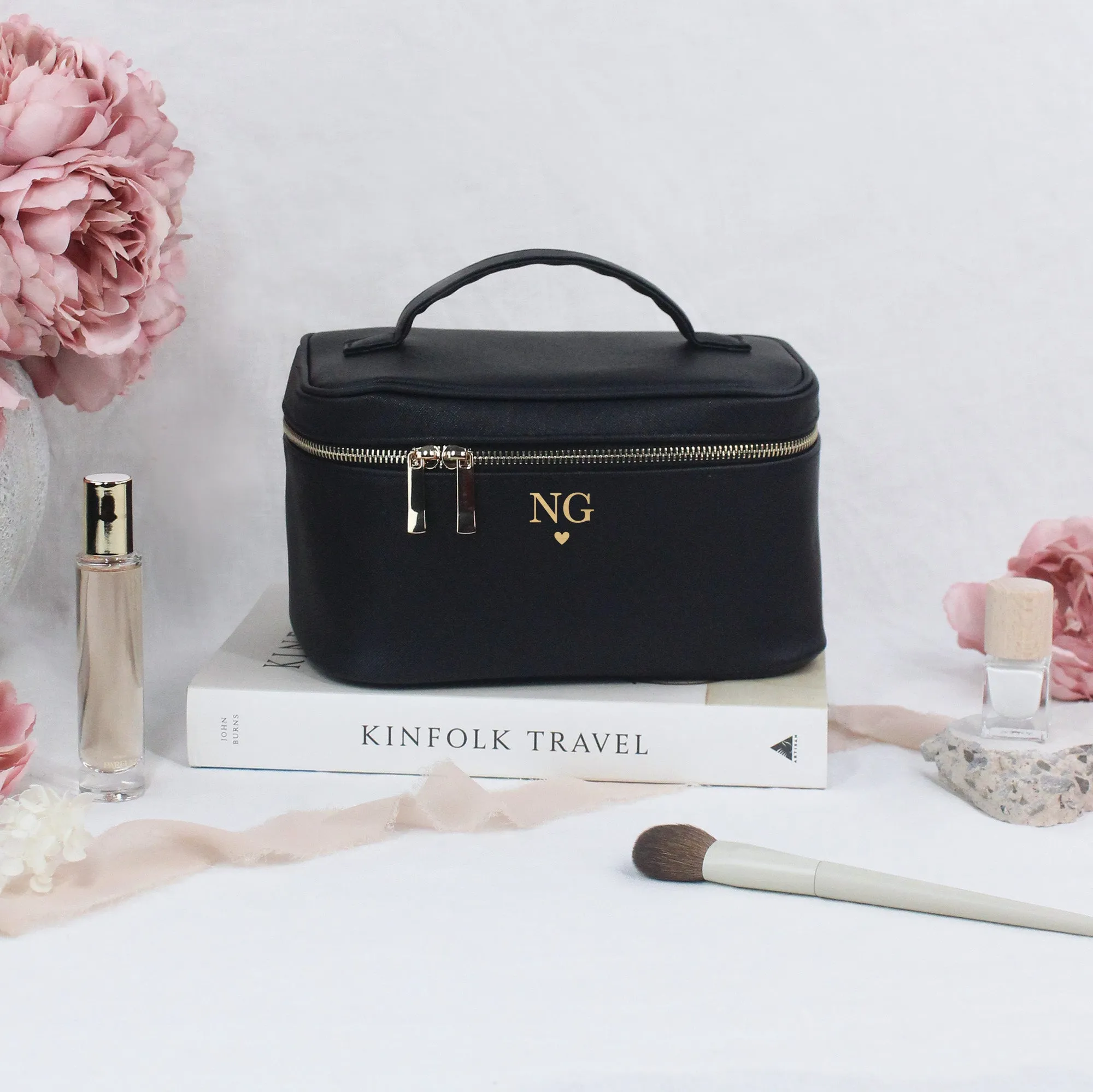 Personalised Vanity Make Up Bag with Initials & Heart