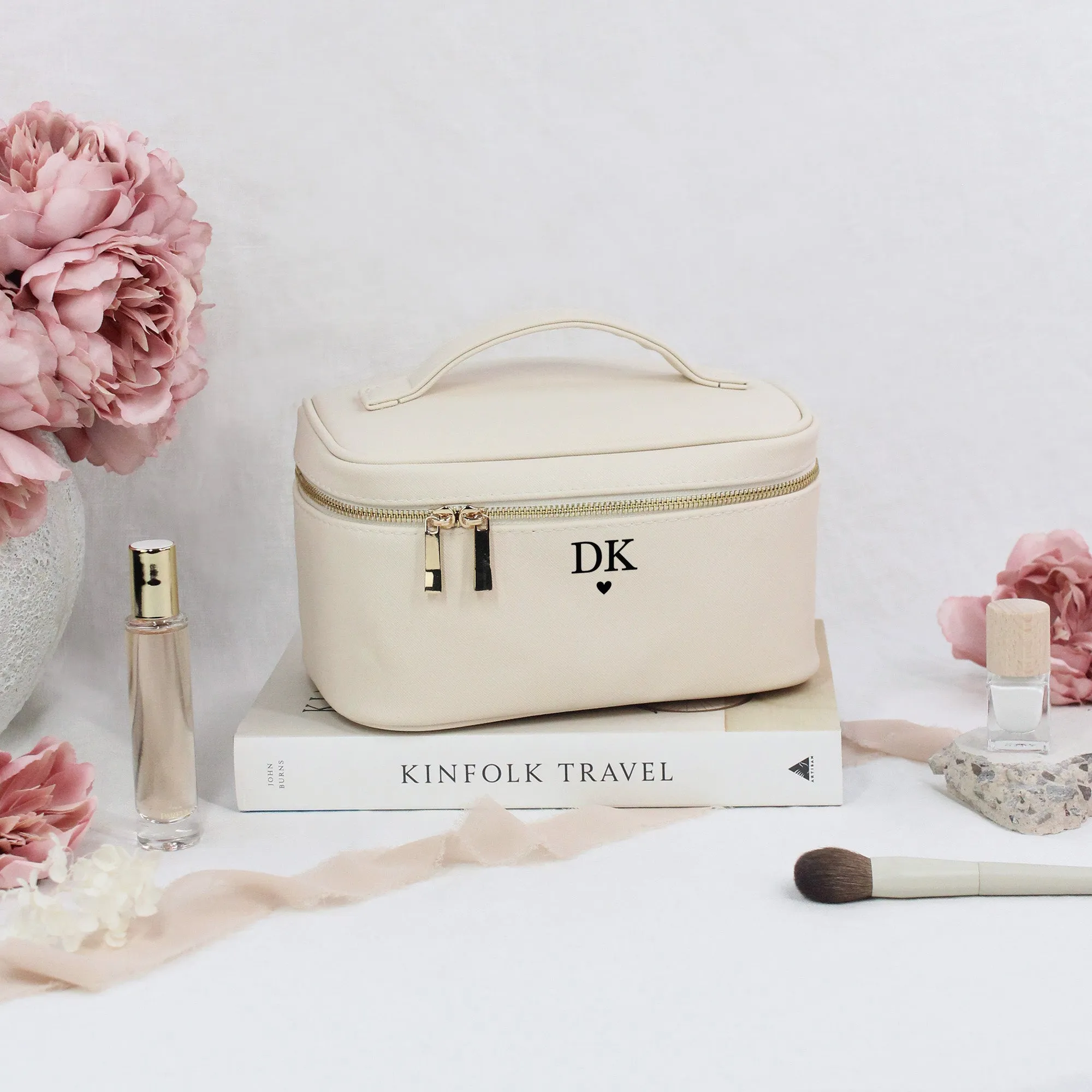 Personalised Vanity Make Up Bag with Initials & Heart