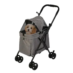 Pet Stroller Foldable for Medium Dogs Cats, with Four Wheels Storage Pocket Portable Steel Frame Jogging Travel Carrier Cage