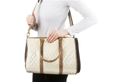 Petote Duffel Dog Carrier - Ivory Quilted