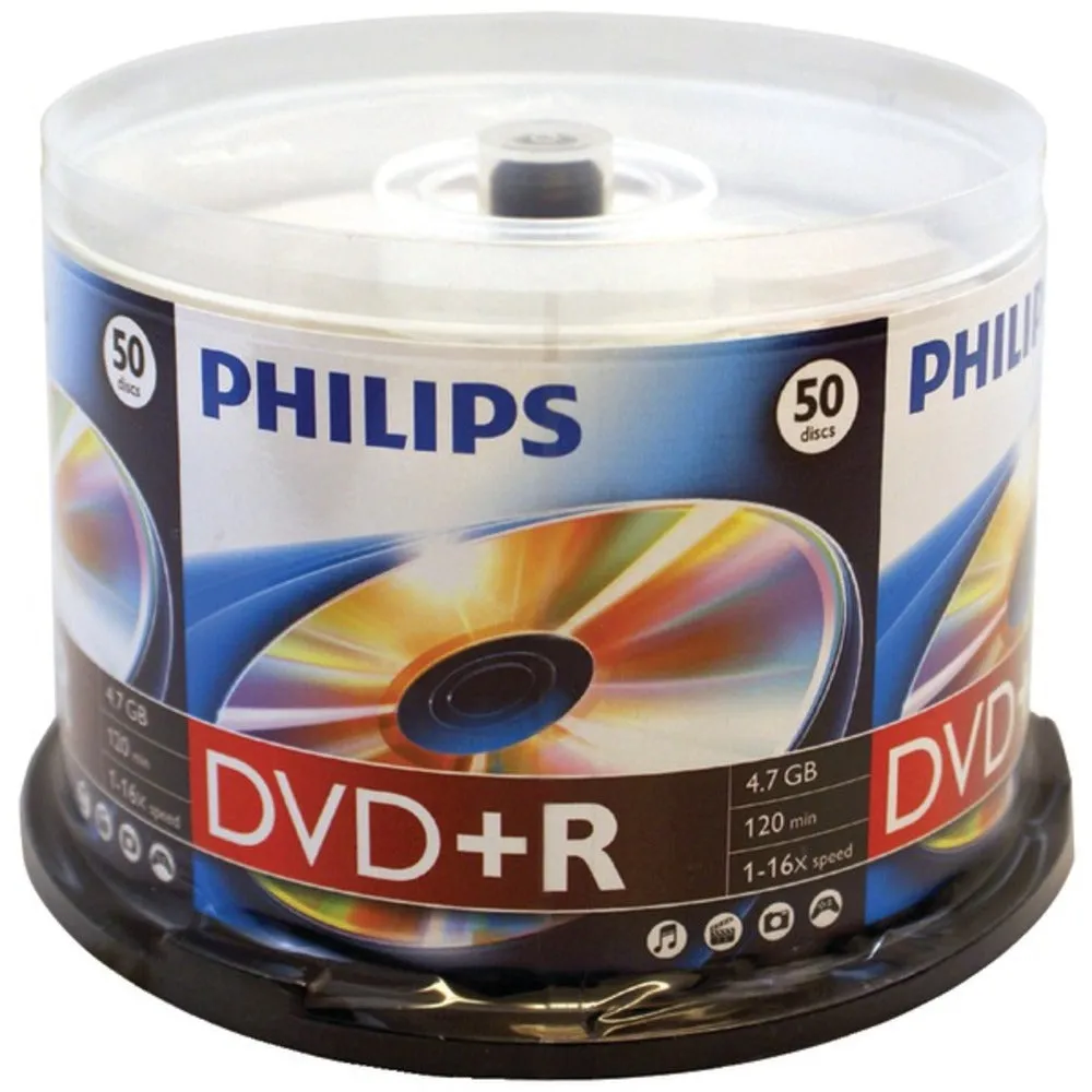 Philips DR4S6B50F/17 4.7GB 16x DVD Rs (50-ct Cake Box Spindle)