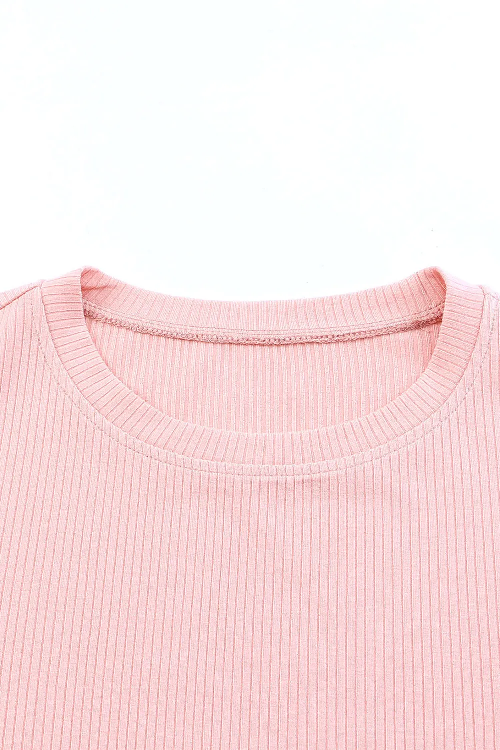 Pink Dotty Mesh Ruffle Sleeve Ribbed Knit Top