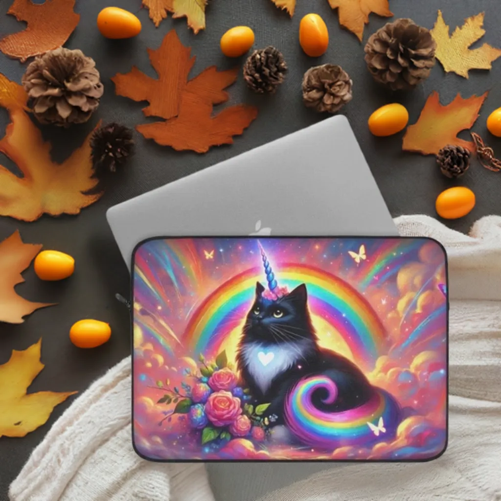 Pink Dreams Caticorn - Rainbows, Cats and Unicorns - Laptop Sleeve