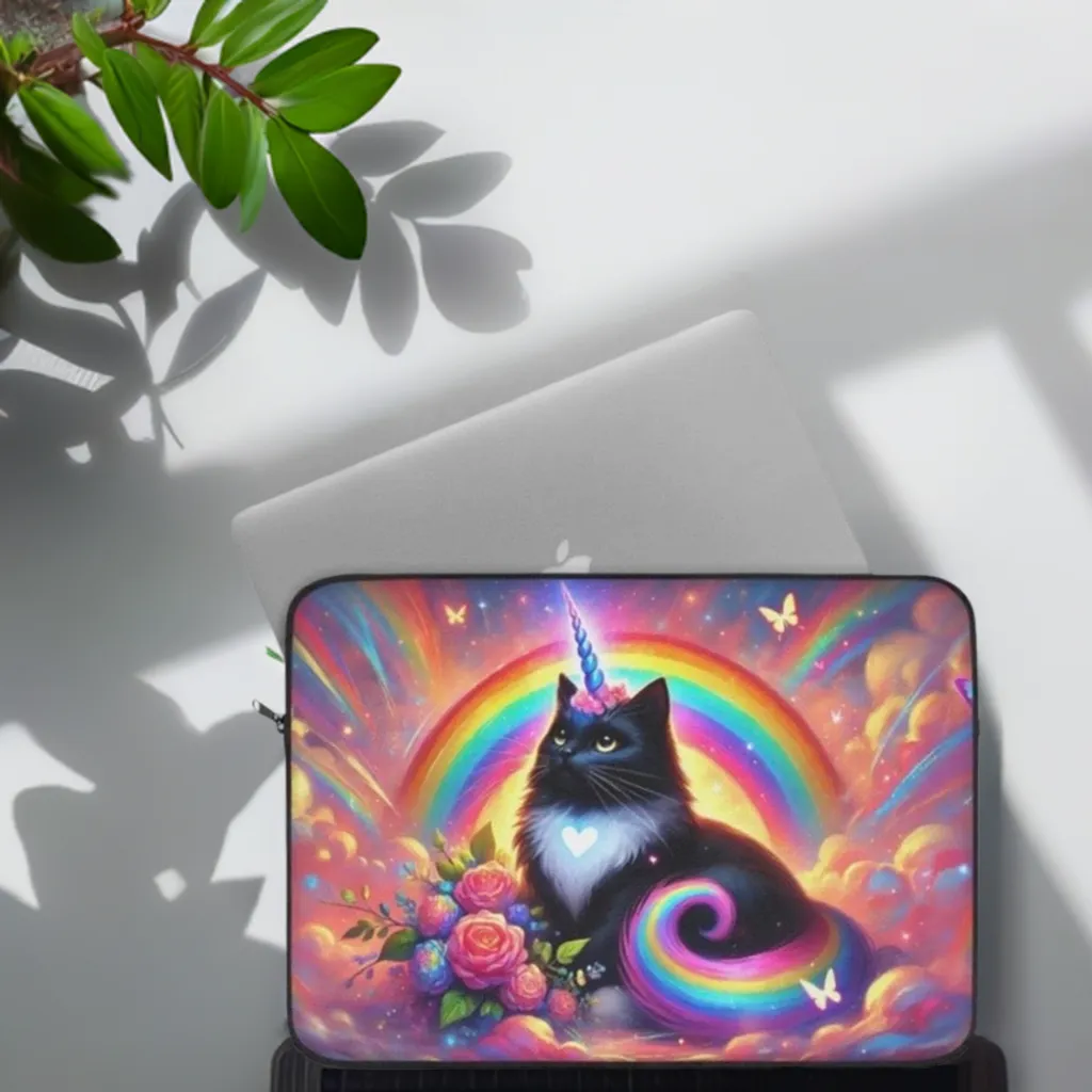 Pink Dreams Caticorn - Rainbows, Cats and Unicorns - Laptop Sleeve