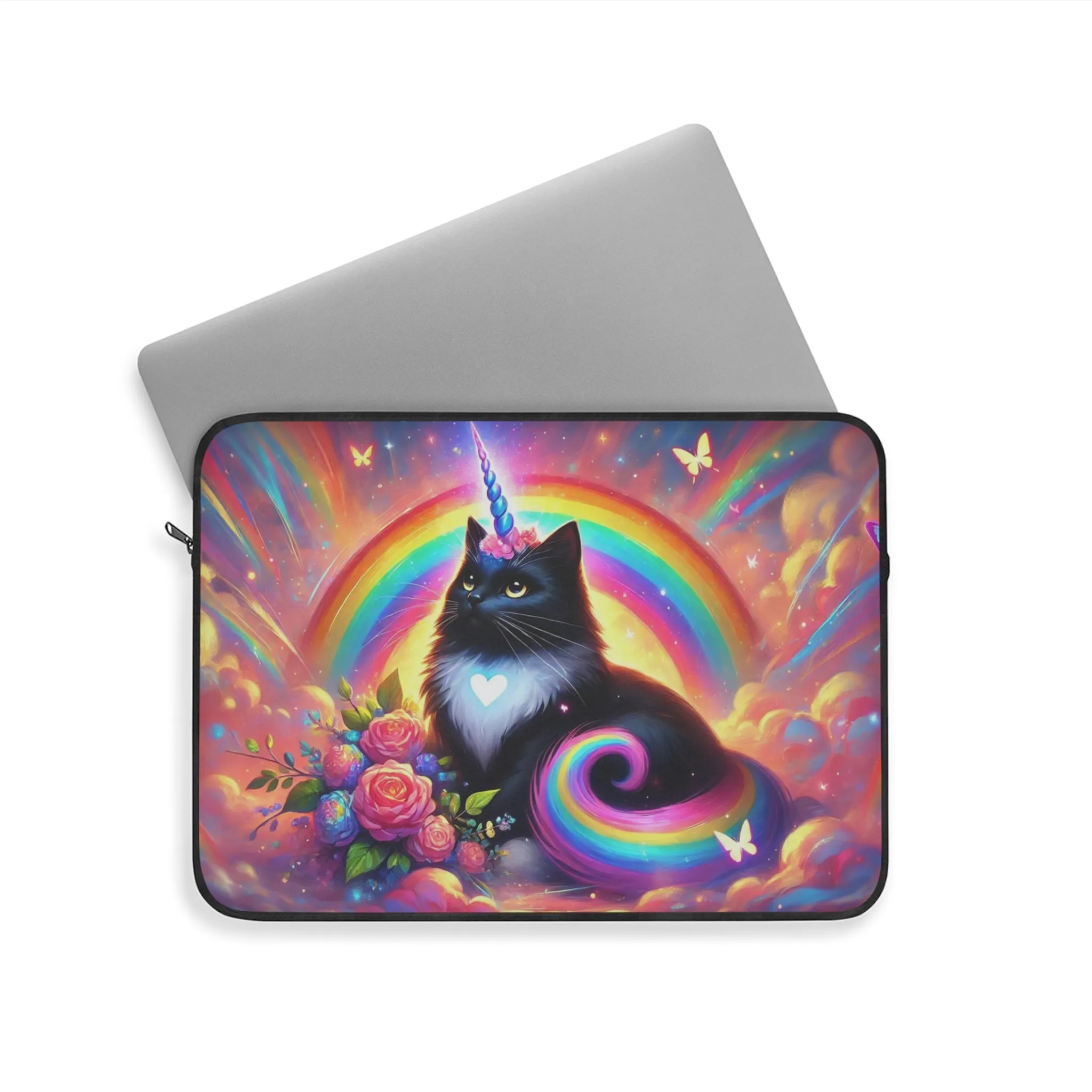 Pink Dreams Caticorn - Rainbows, Cats and Unicorns - Laptop Sleeve