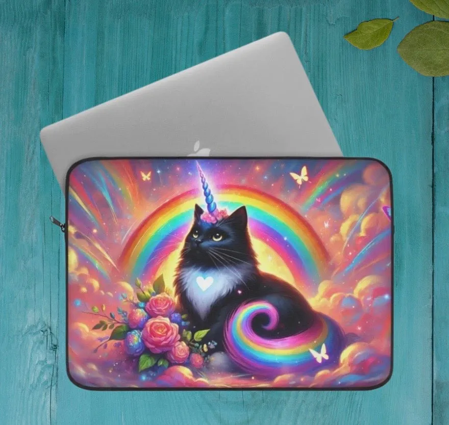 Pink Dreams Caticorn - Rainbows, Cats and Unicorns - Laptop Sleeve