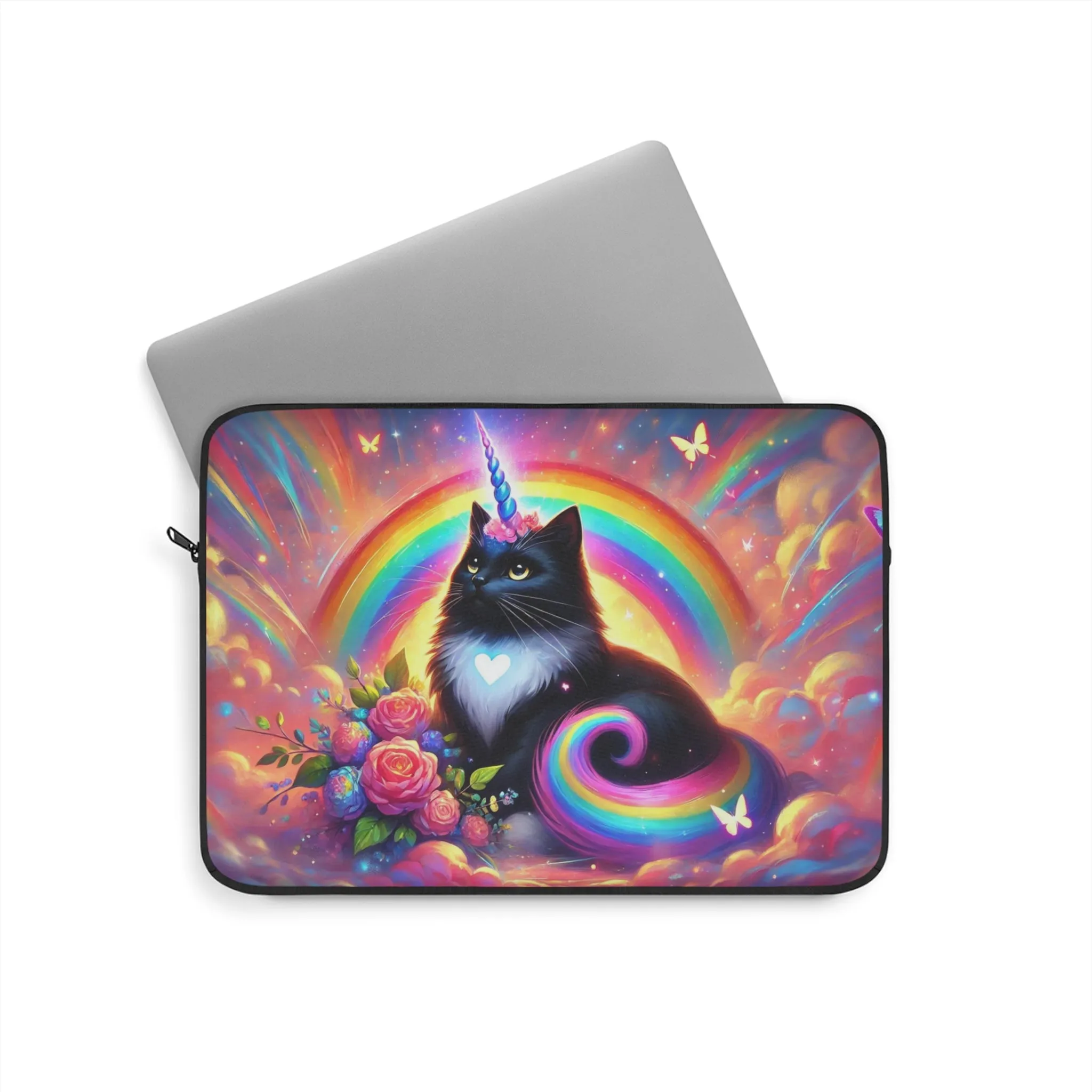 Pink Dreams Caticorn - Rainbows, Cats and Unicorns - Laptop Sleeve