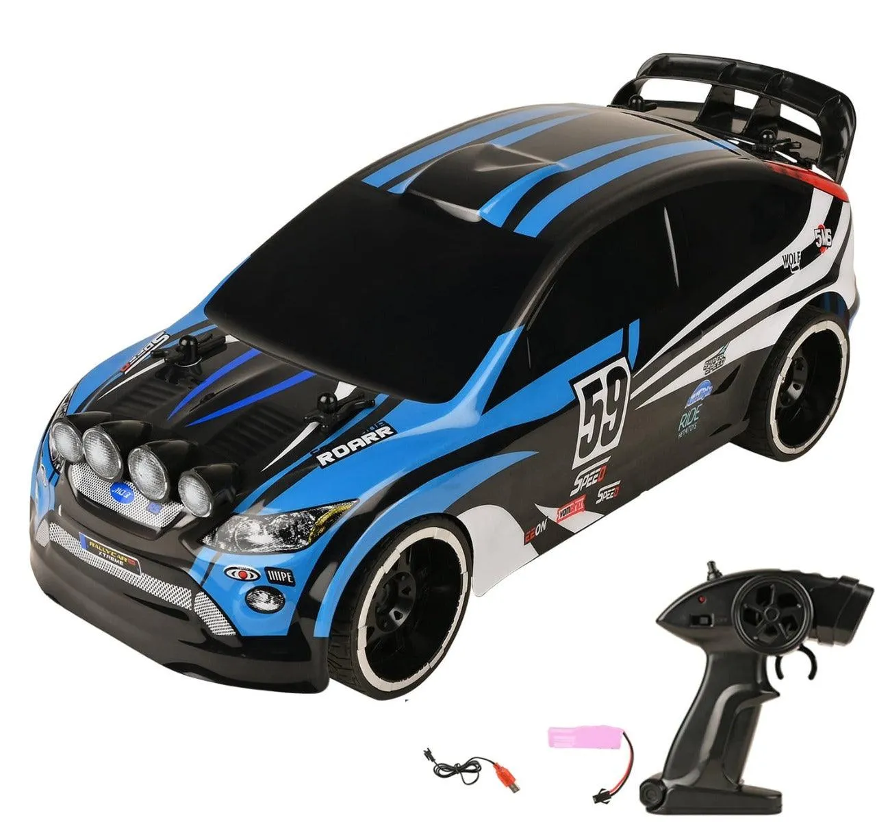 Playzu Rally Xtreme 1:16 Scale R/C Car - Blue for Ages 6 