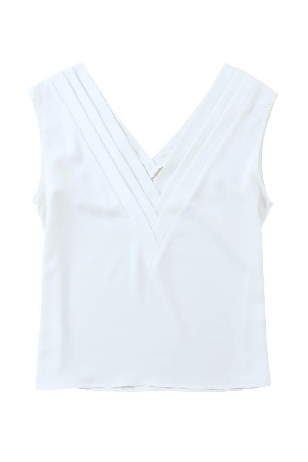 Pleated V-Neck Cap Sleeve Top