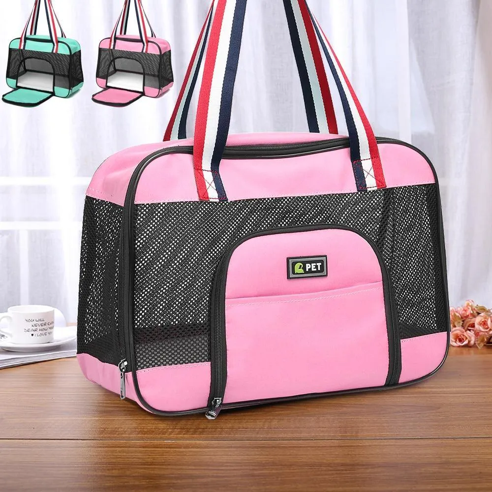 Portable Pet Carrier Bag Breathable Mesh Front Opening