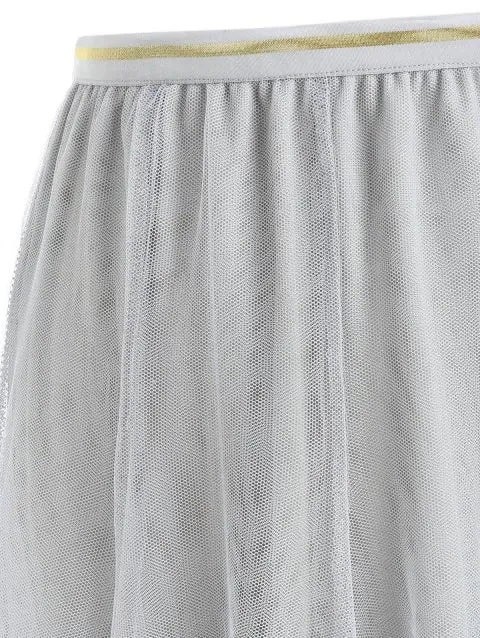 Queenly Elegant Combo Color Waistband Pleats Skirt