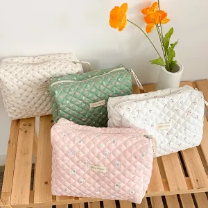 Quilted Soft Cotton Cosmetic Organizer bag