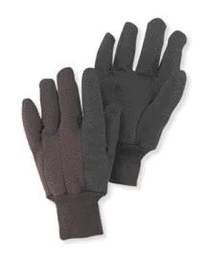 Radnor Men's Brown 9 Ounce Cotton/Polyester Blend Jersey Gloves With Knitwrist And PVC Dotted Palm, Thumb And Index Finger