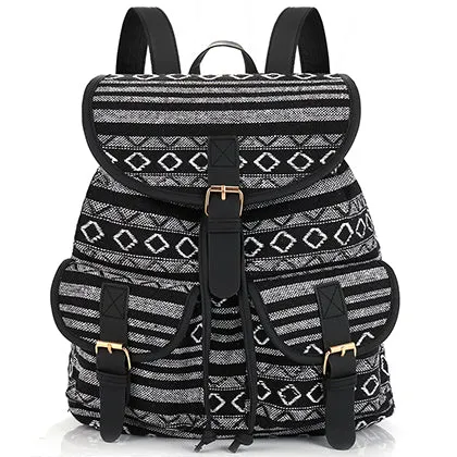 Sansarya New 2017 School Bag Bohemian Vintage Women Backpack Drawstring Printing Canvas Bagpack Sac a Dos Femme Rucksack Female