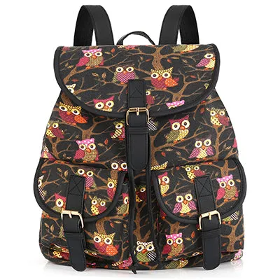 Sansarya New 2017 School Bag Bohemian Vintage Women Backpack Drawstring Printing Canvas Bagpack Sac a Dos Femme Rucksack Female