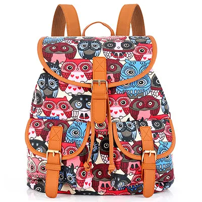 Sansarya New 2017 School Bag Bohemian Vintage Women Backpack Drawstring Printing Canvas Bagpack Sac a Dos Femme Rucksack Female