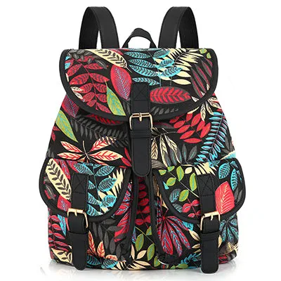 Sansarya New 2017 School Bag Bohemian Vintage Women Backpack Drawstring Printing Canvas Bagpack Sac a Dos Femme Rucksack Female