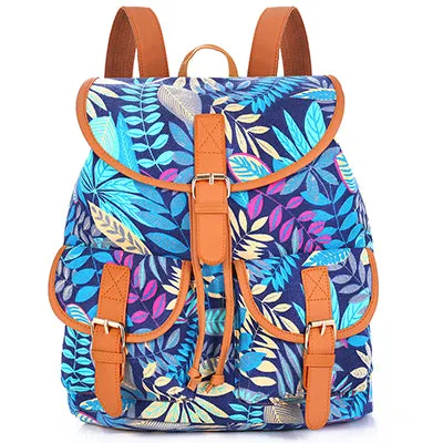 Sansarya New 2017 School Bag Bohemian Vintage Women Backpack Drawstring Printing Canvas Bagpack Sac a Dos Femme Rucksack Female