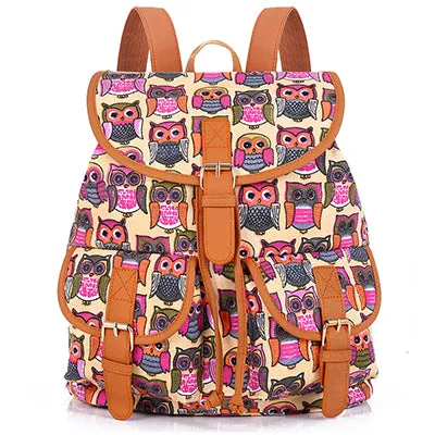 Sansarya New 2017 School Bag Bohemian Vintage Women Backpack Drawstring Printing Canvas Bagpack Sac a Dos Femme Rucksack Female