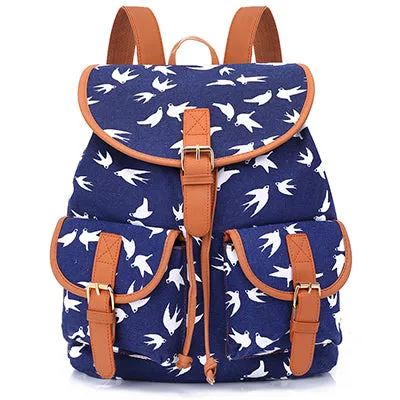 Sansarya New 2017 School Bag Bohemian Vintage Women Backpack Drawstring Printing Canvas Bagpack Sac a Dos Femme Rucksack Female