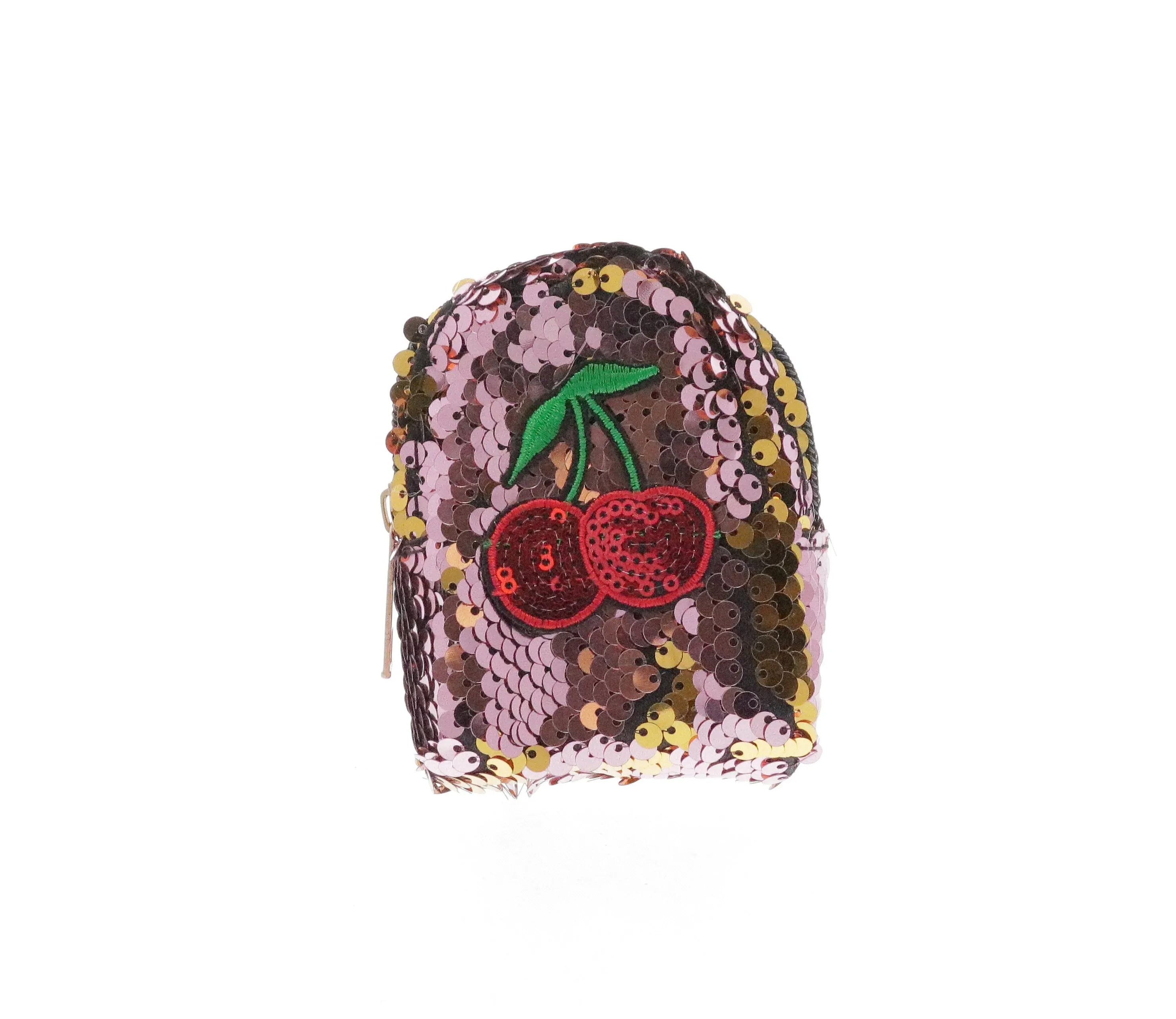 Sequinned Cherries Coin Bag Key Chain