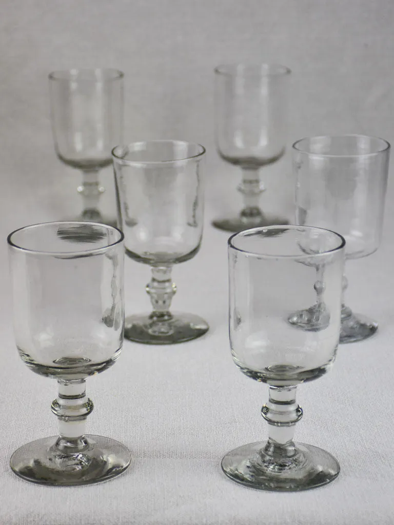 Set of six blown glass wine glasses from the early 20th century