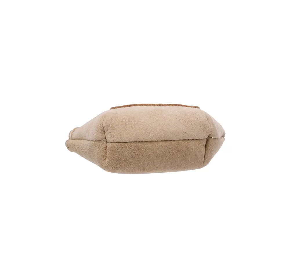 Sheepskin Wool Coin Zip Purse With Key Ring