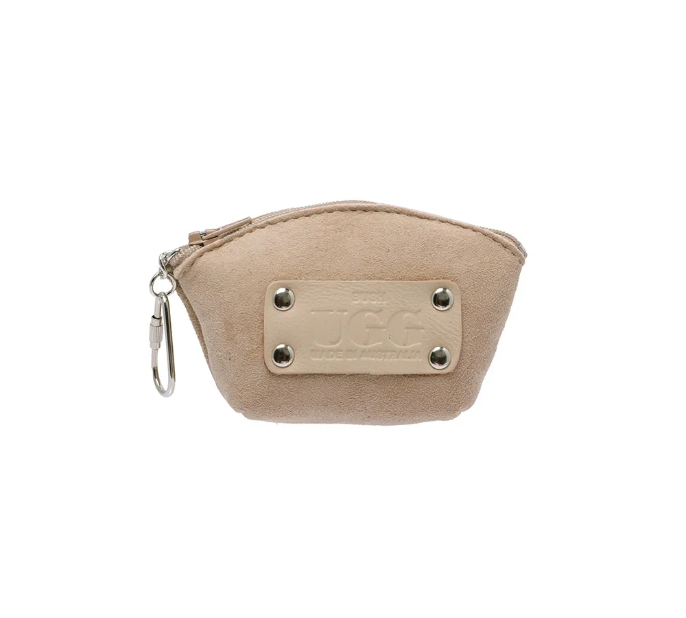 Sheepskin Wool Coin Zip Purse With Key Ring