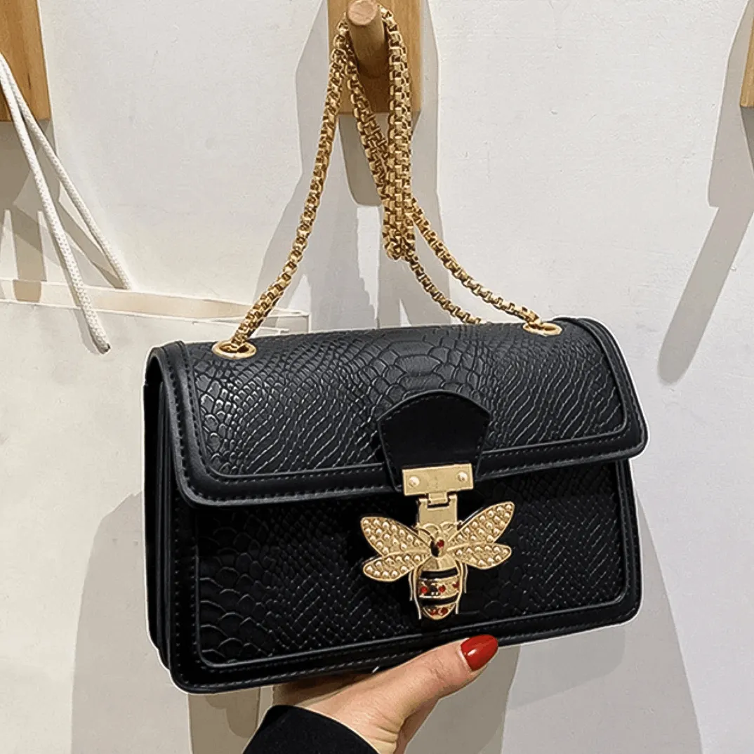 SHP Black Luxury Bee PU Crossbody Bag