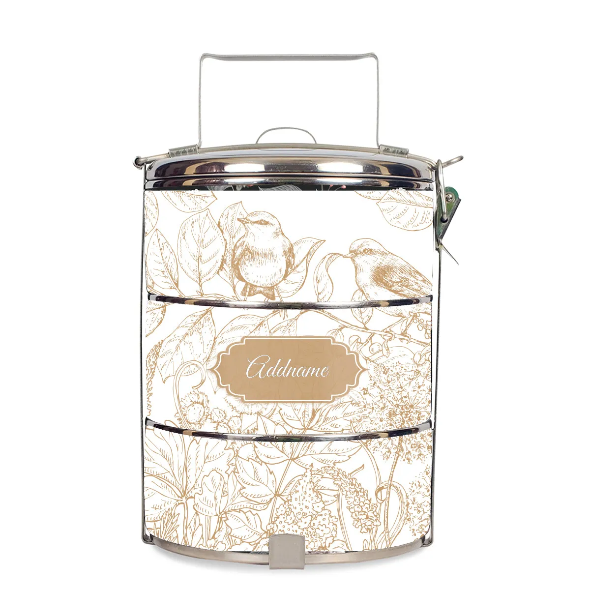 Song Birds Artline Series 3-Tier Standard Medium 14cm Tiffin Carrier [FREE Custom Add Name]