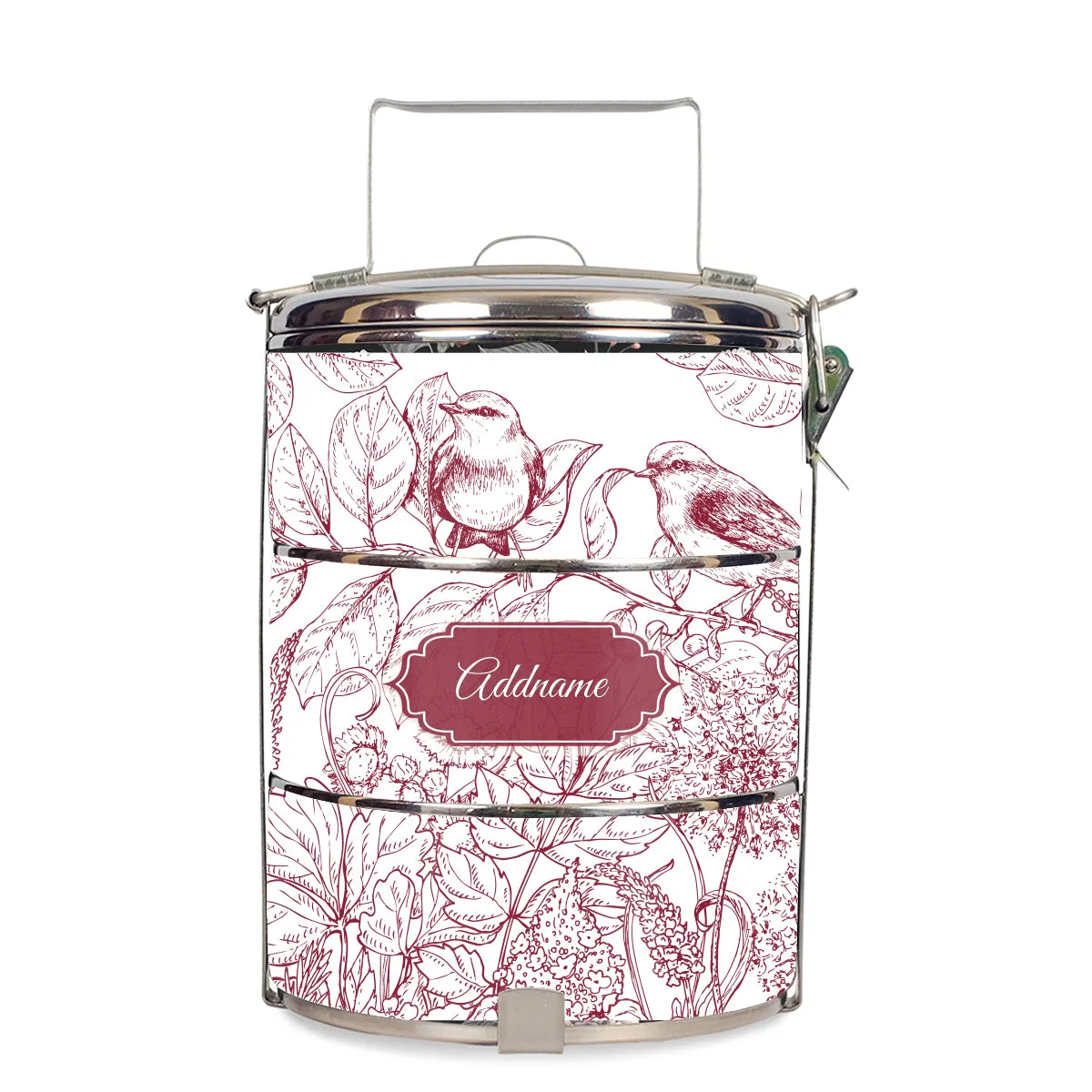 Song Birds Artline Series 3-Tier Standard Medium 14cm Tiffin Carrier [FREE Custom Add Name]