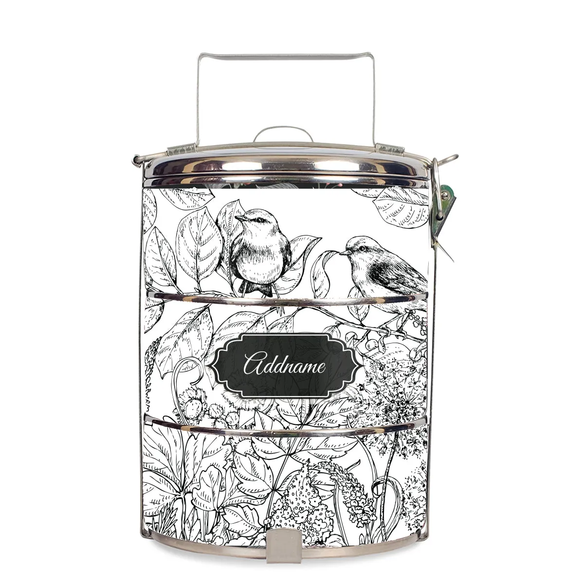 Song Birds Artline Series 3-Tier Standard Medium 14cm Tiffin Carrier [FREE Custom Add Name]