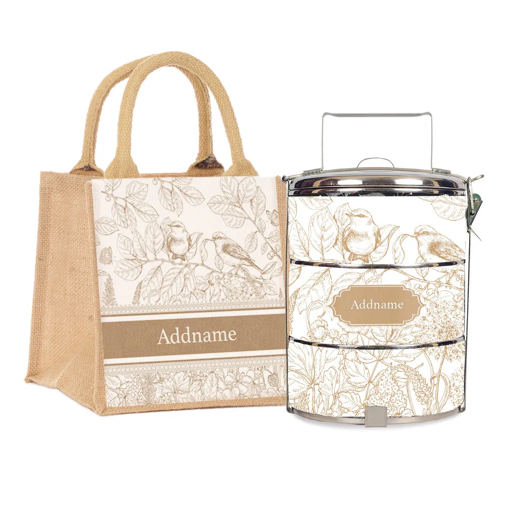 Song Birds Artline Series 3-Tier Standard Medium 14cm Tiffin Carrier [FREE Custom Add Name]