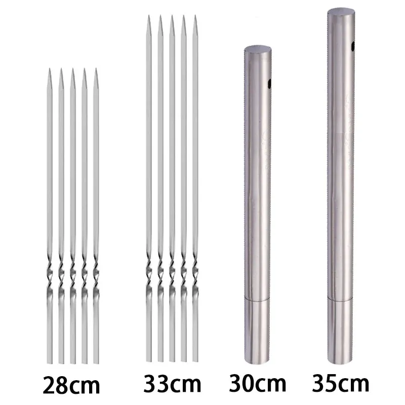 Stainless Steel Barbecue Skewer Reusable BBQ Skewers Iron Stick