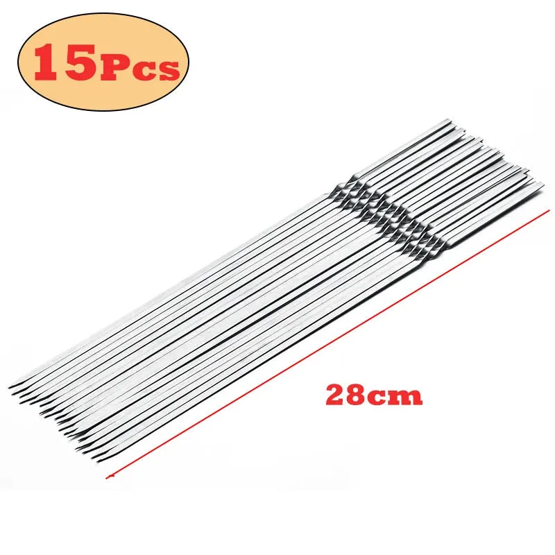 Stainless Steel Barbecue Skewer Reusable BBQ Skewers Iron Stick