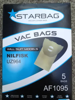 Starbag Vacuum Cleaner Dustbags In The Style Of Nilfisk UZ964 Hipvac Packet Of 5