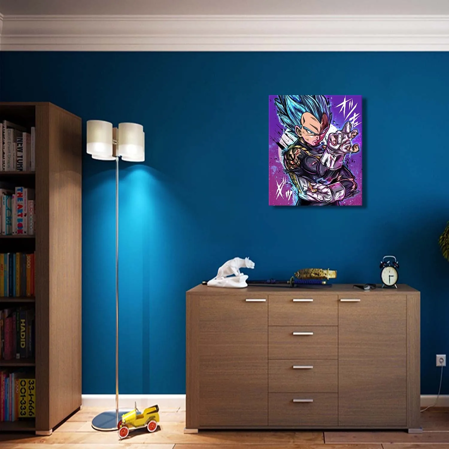 Super Blue Hair Warrior Canvas Wall Art