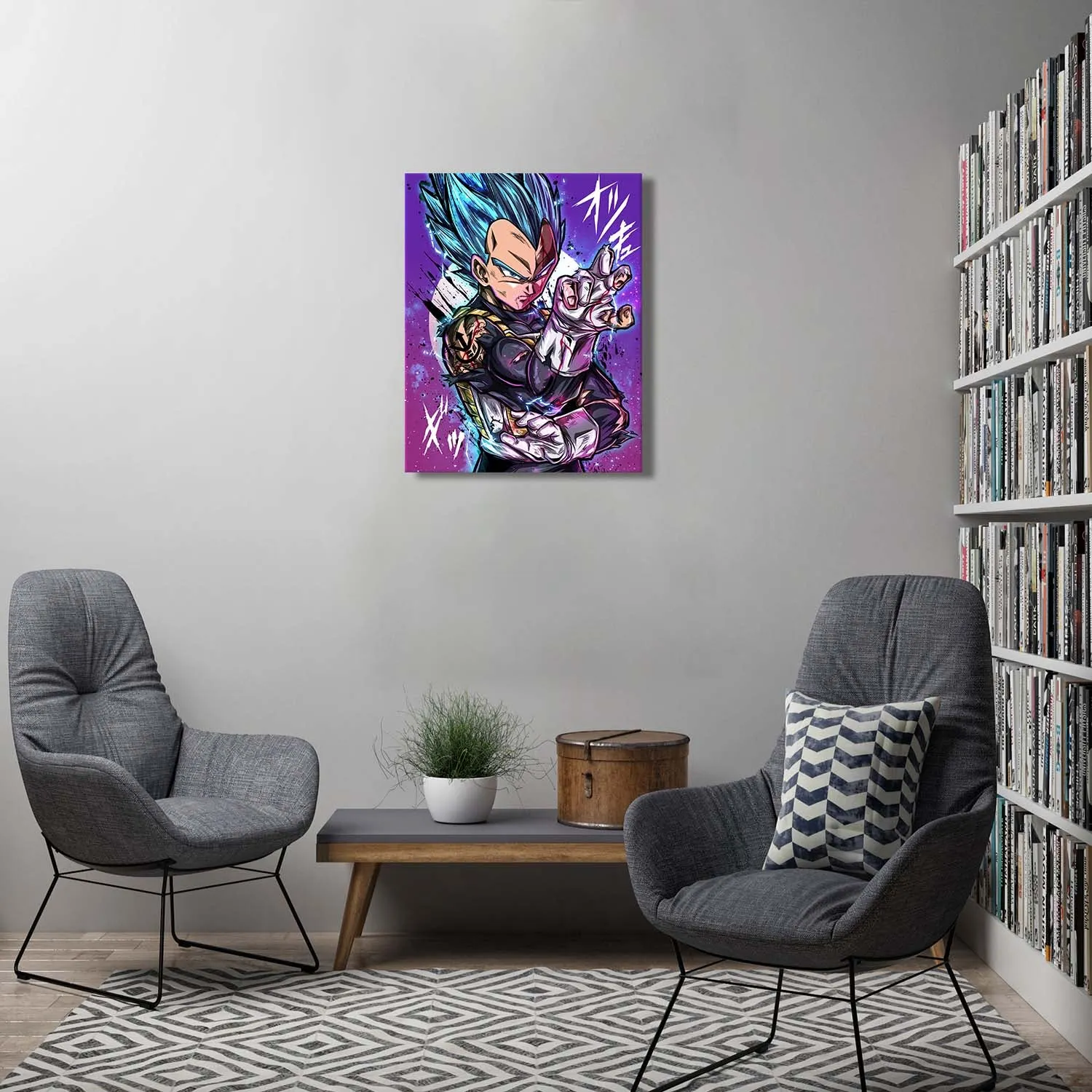 Super Blue Hair Warrior Canvas Wall Art