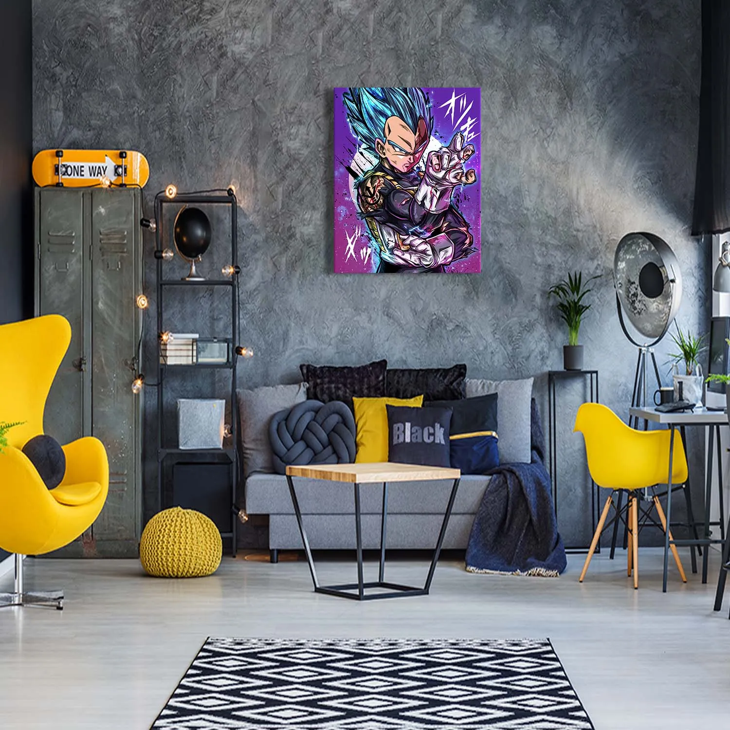 Super Blue Hair Warrior Canvas Wall Art