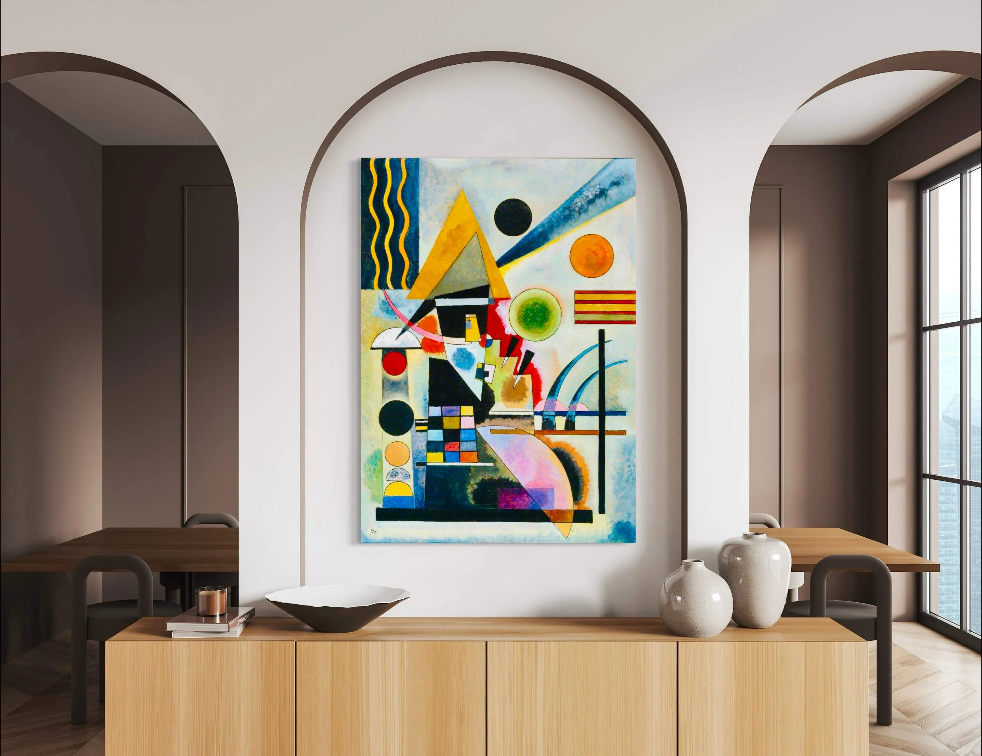 Swinging or Shaking - Painted by Wassily Kandinsky - Circa. 1925. High Quality Polyester Cotton Canvas Print. Ready to be Framed. Available in Two Sizes - 40cm X 60cm & 70cm x 100cm.