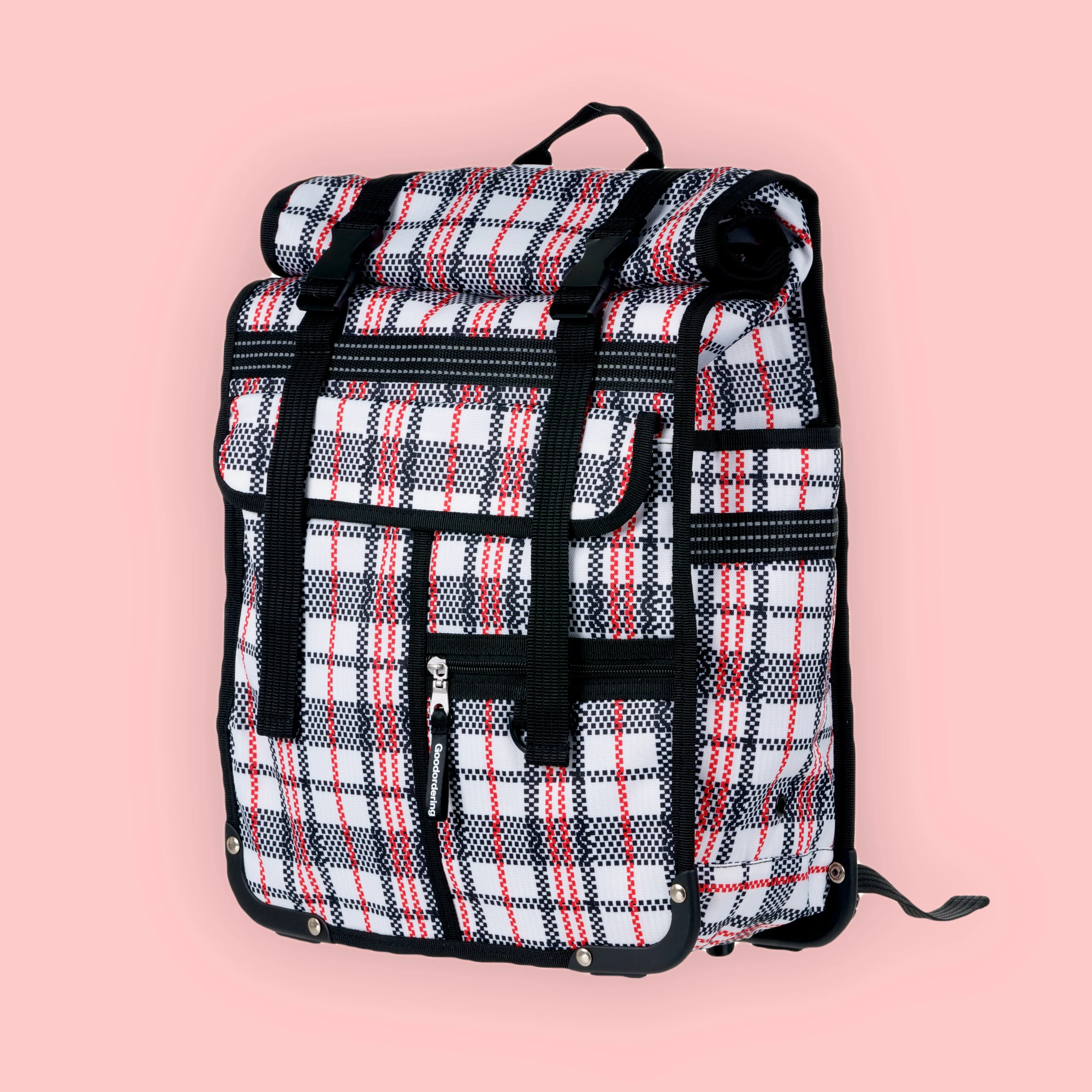 Tartan eco rolltop backpack & Pannier checkered plaid laundry bag