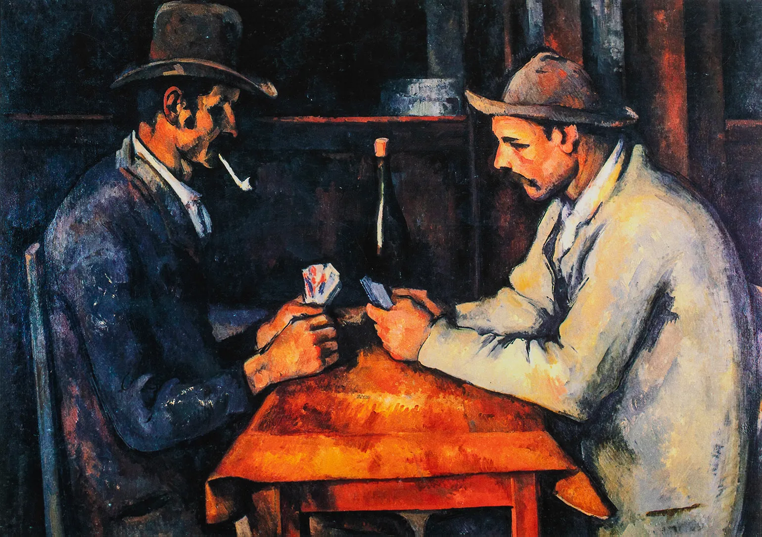 The Card Players - Painted by Paul Cezzane - Circa. 1890. High Quality Polyester Cotton Canvas Print. Ready to be Framed or Mounted. Available in 3 Sizes - Small - Medium or Large.