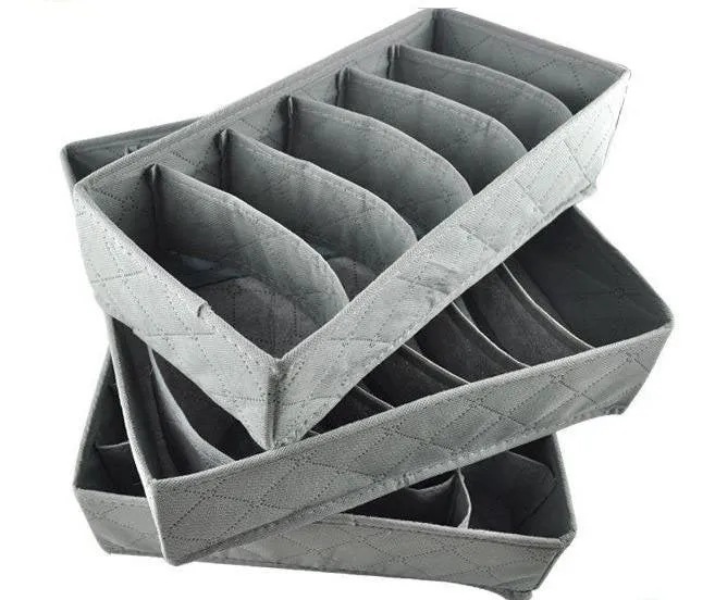 Three Pieces a Set Foldable Box Bamboo Charcoal Fibre Storage Box for bra underwear necktie socks