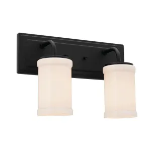 Vetivene 15 In 2-Lights Bathroom Vanity Light With Opal Glass, Black Finish