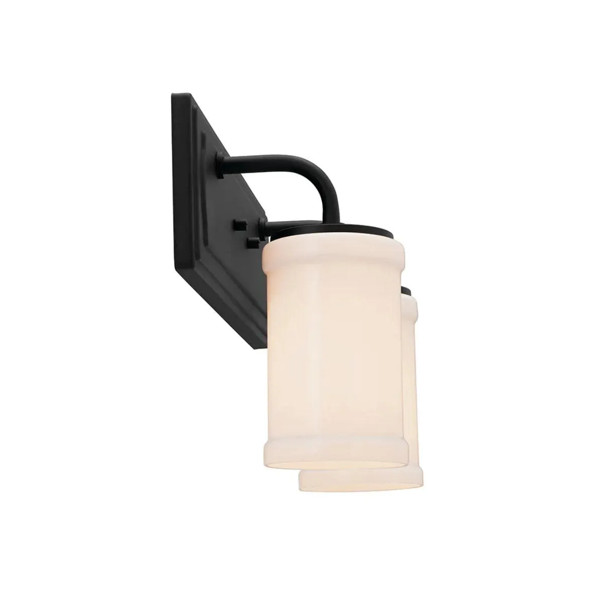 Vetivene 15 In 2-Lights Bathroom Vanity Light With Opal Glass, Black Finish