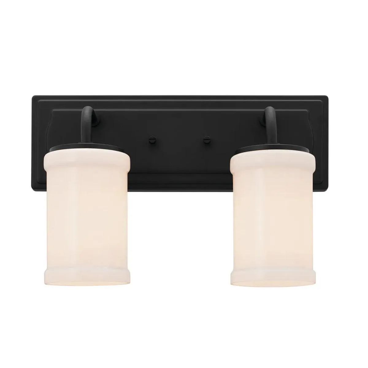 Vetivene 15 In 2-Lights Bathroom Vanity Light With Opal Glass, Black Finish