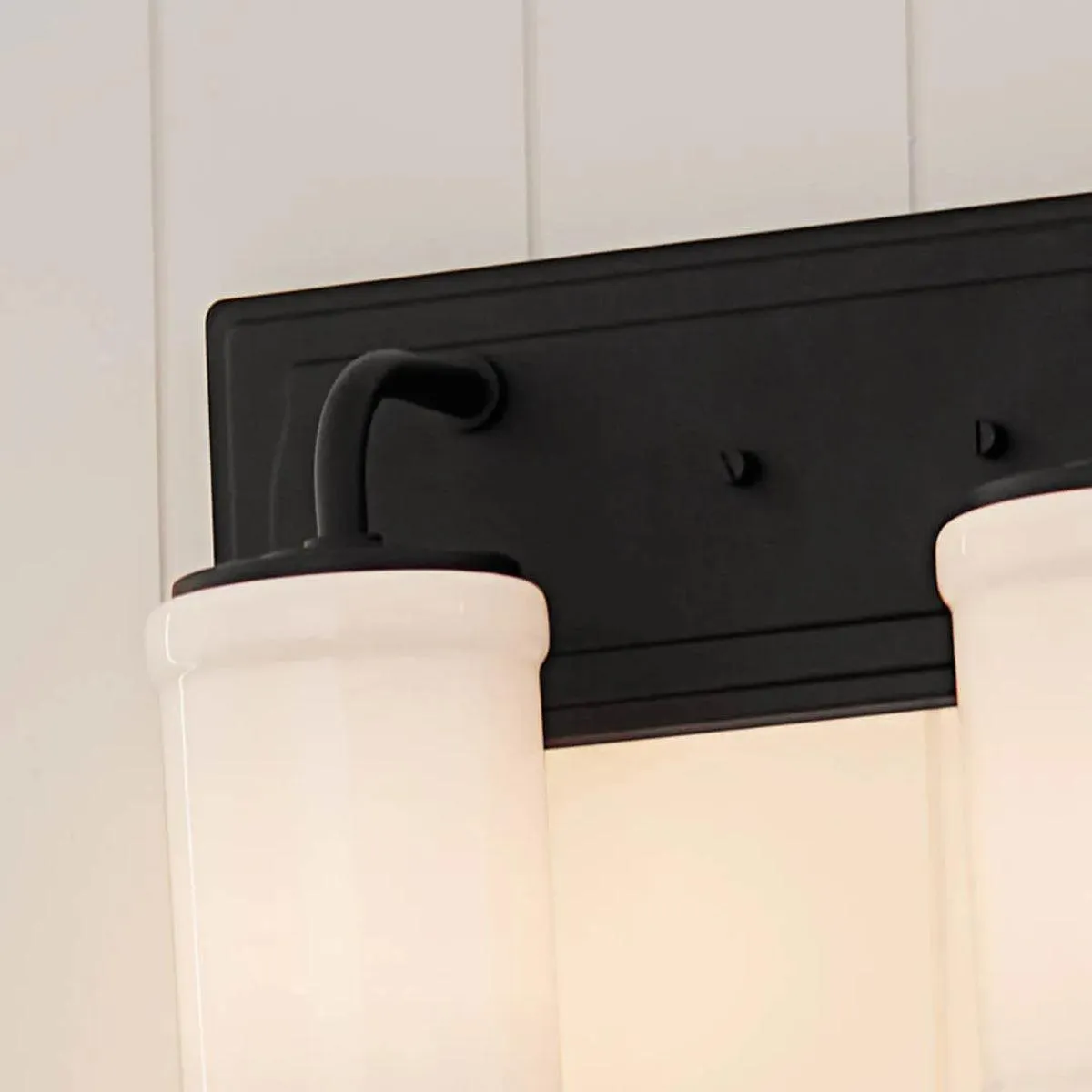 Vetivene 15 In 2-Lights Bathroom Vanity Light With Opal Glass, Black Finish