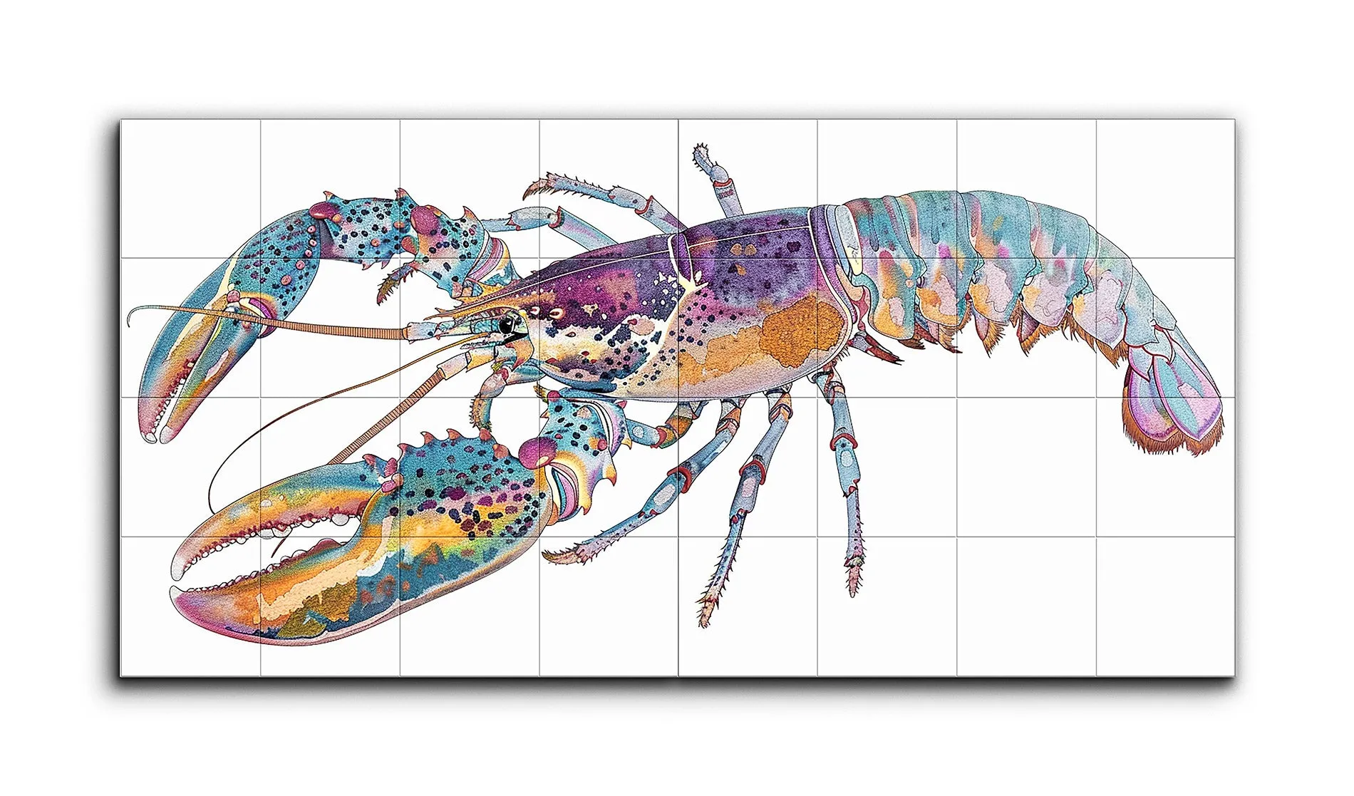 Vibrant Whimsical Lobster: Dual Panel Art