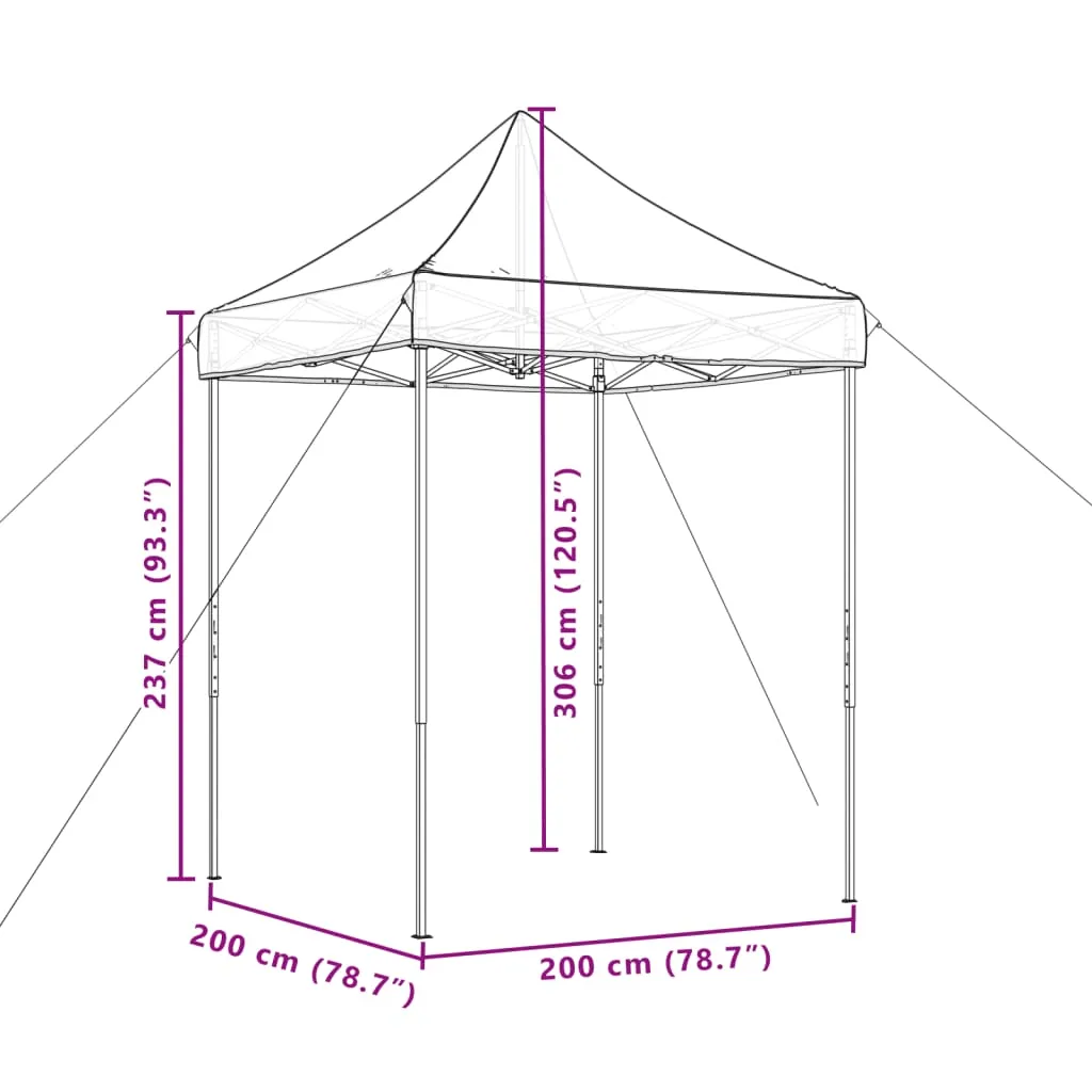 vidaXL Foldable Party Tent Pop-Up Taupe 200x200x306 cm