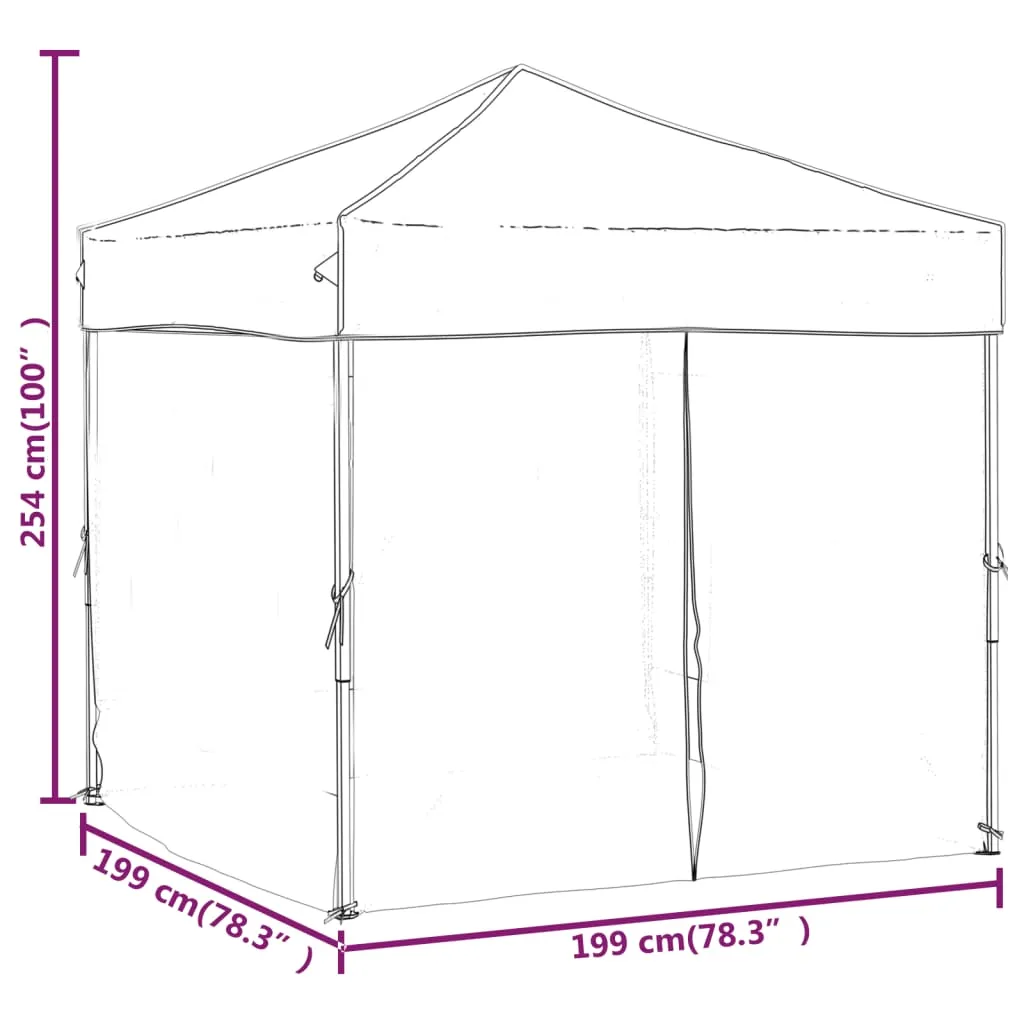 vidaXL Folding Party Tent with Sidewalls Red 2x2 m